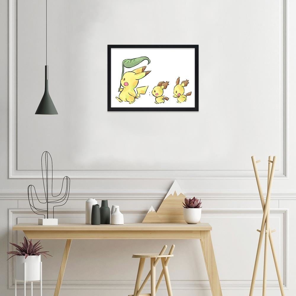 Glezna melnā rāmī - Manga Strolling Yellow Creatures Home Trends