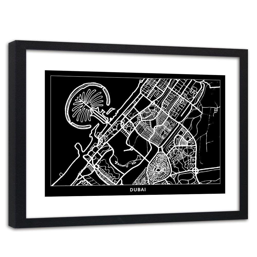 Glezna melnā rāmī - Map Of Dubai City Plan Home Trends