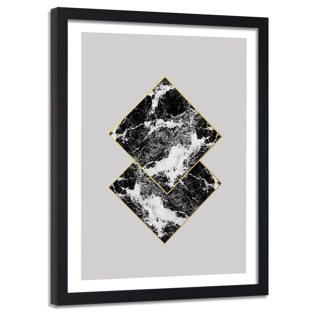 Glezna melnā rāmī - Marble Squares  Home Trends
