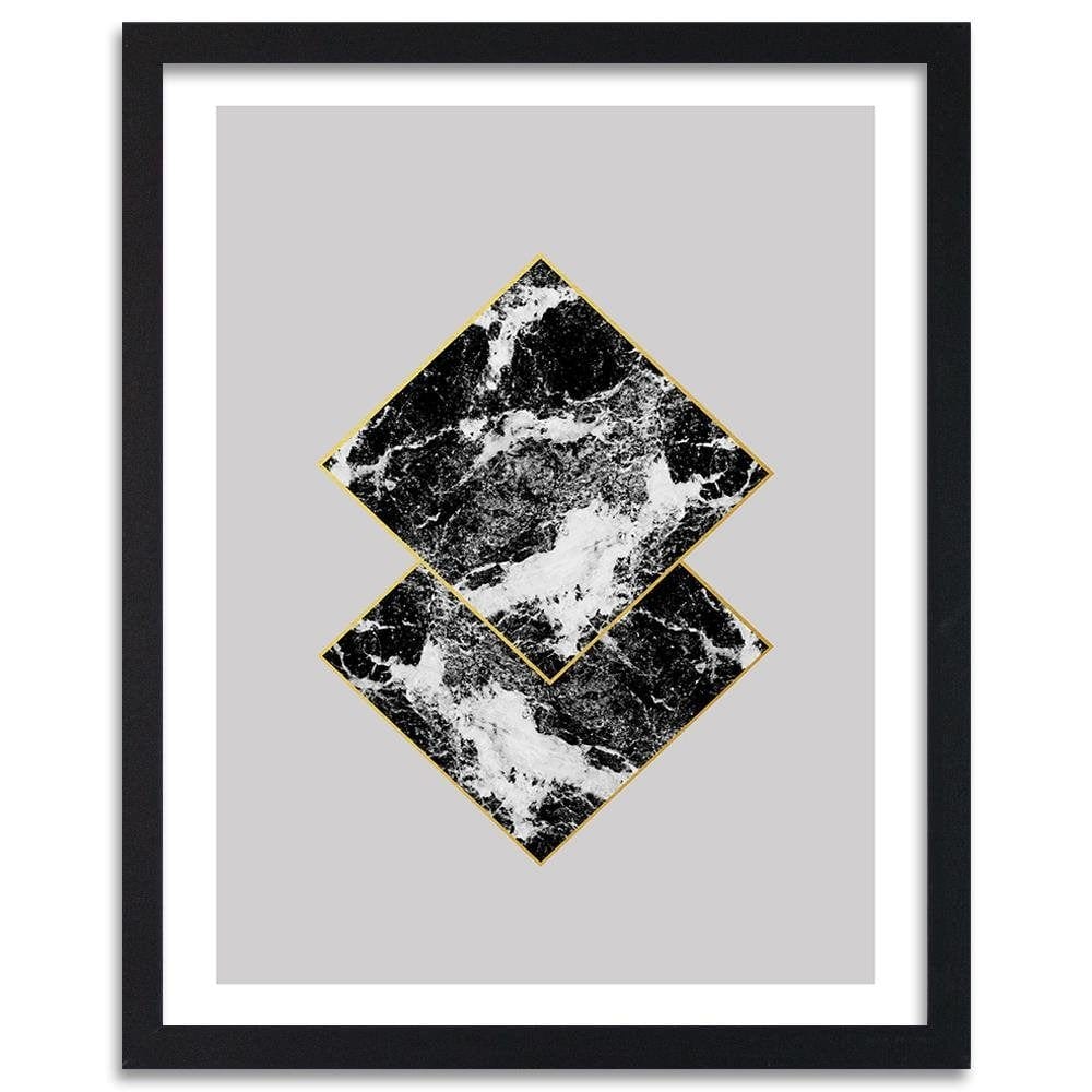 Glezna melnā rāmī - Marble Squares  Home Trends