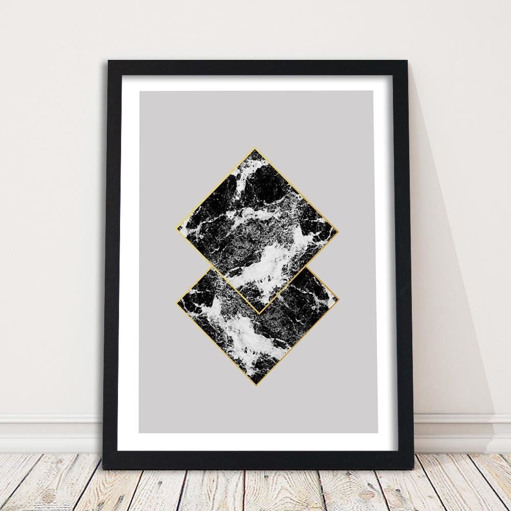 Glezna melnā rāmī - Marble Squares  Home Trends