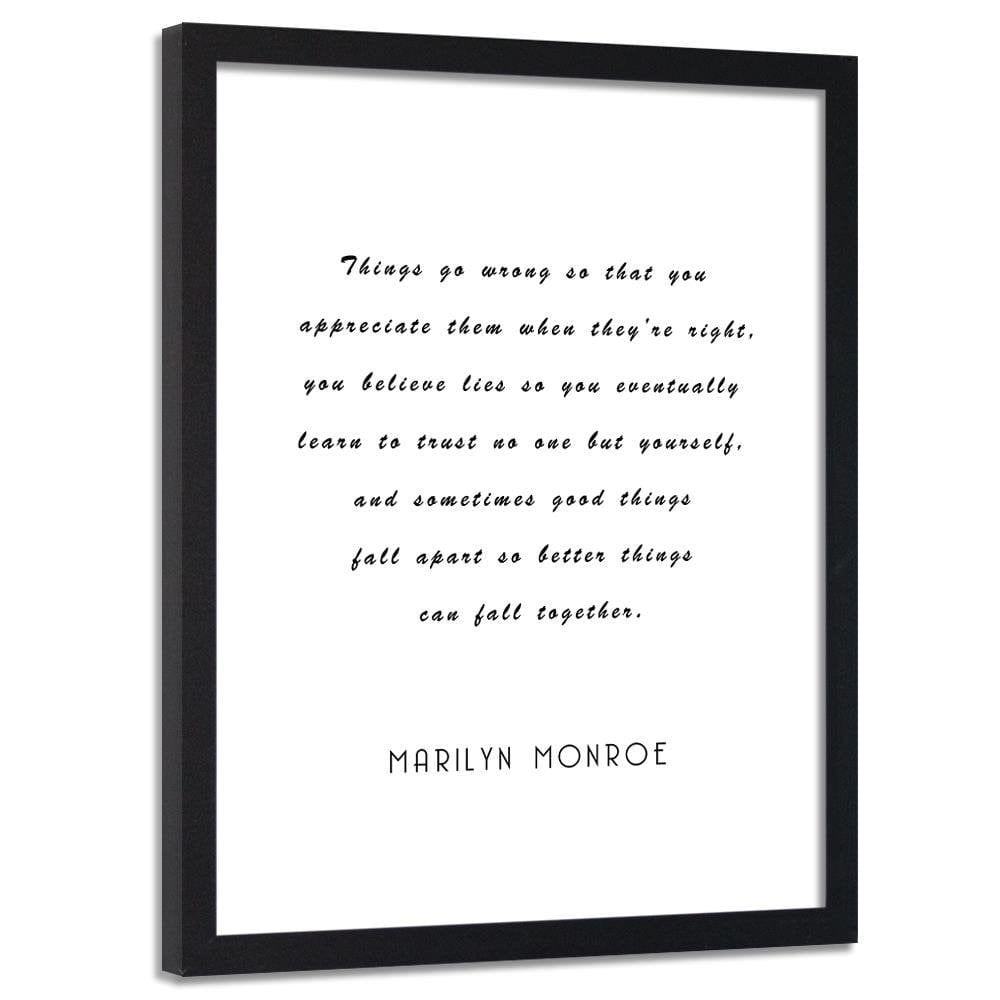 Glezna melnā rāmī - Marilyn Quote Home Trends
