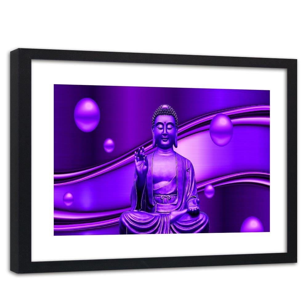 Glezna melnā rāmī - Meditator Buddha On An Abstract Background Home Trends