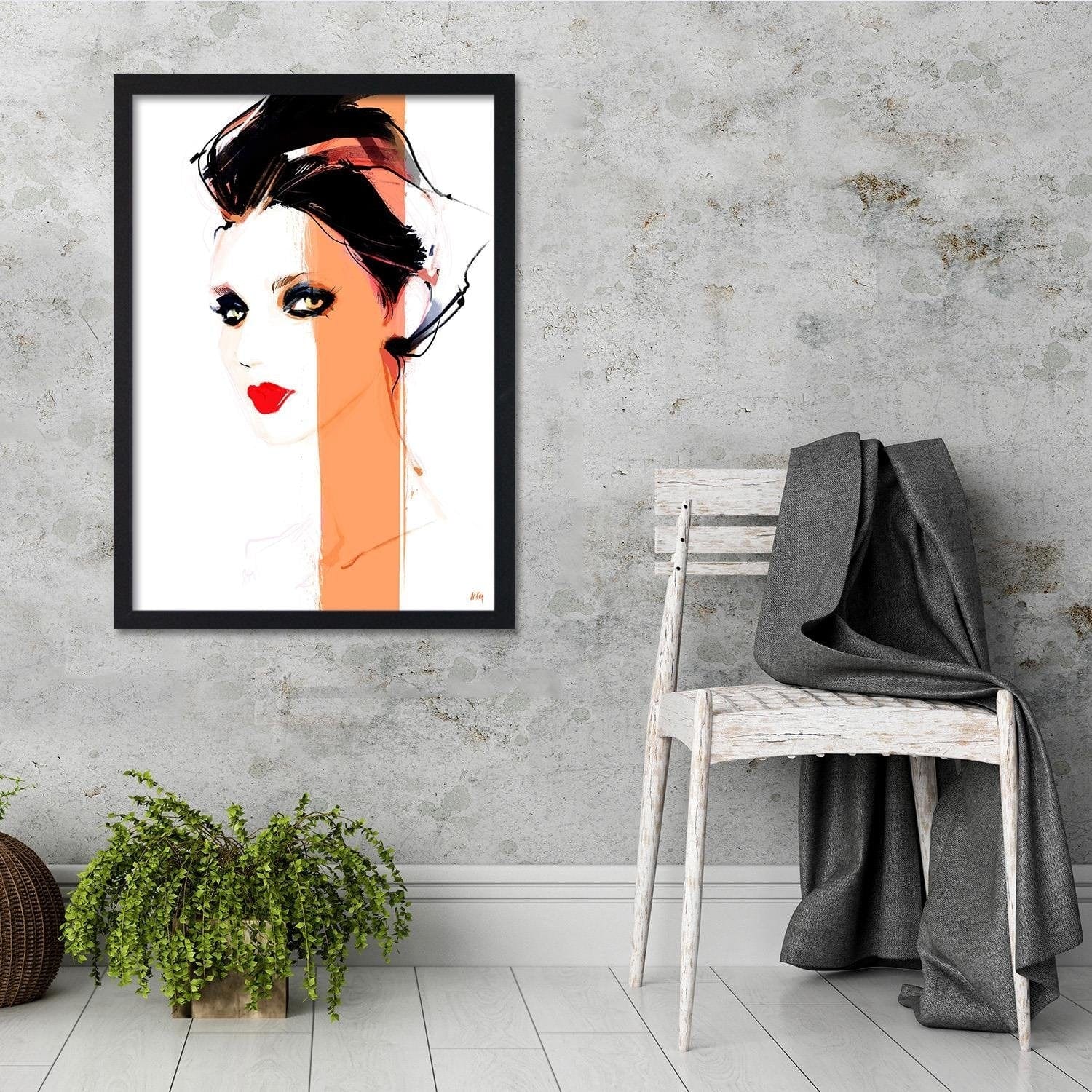 Glezna melnā rāmī - Minimalist Portrait Home Trends