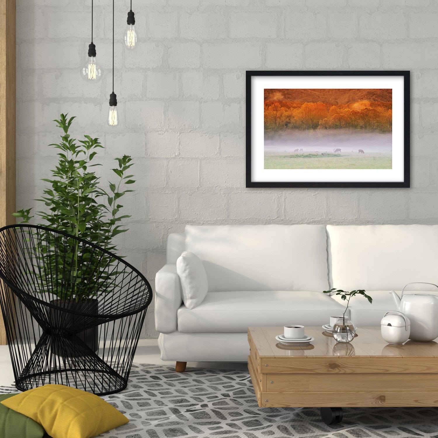 Glezna melnā rāmī - Mist Over Rykowiskiem Home Trends