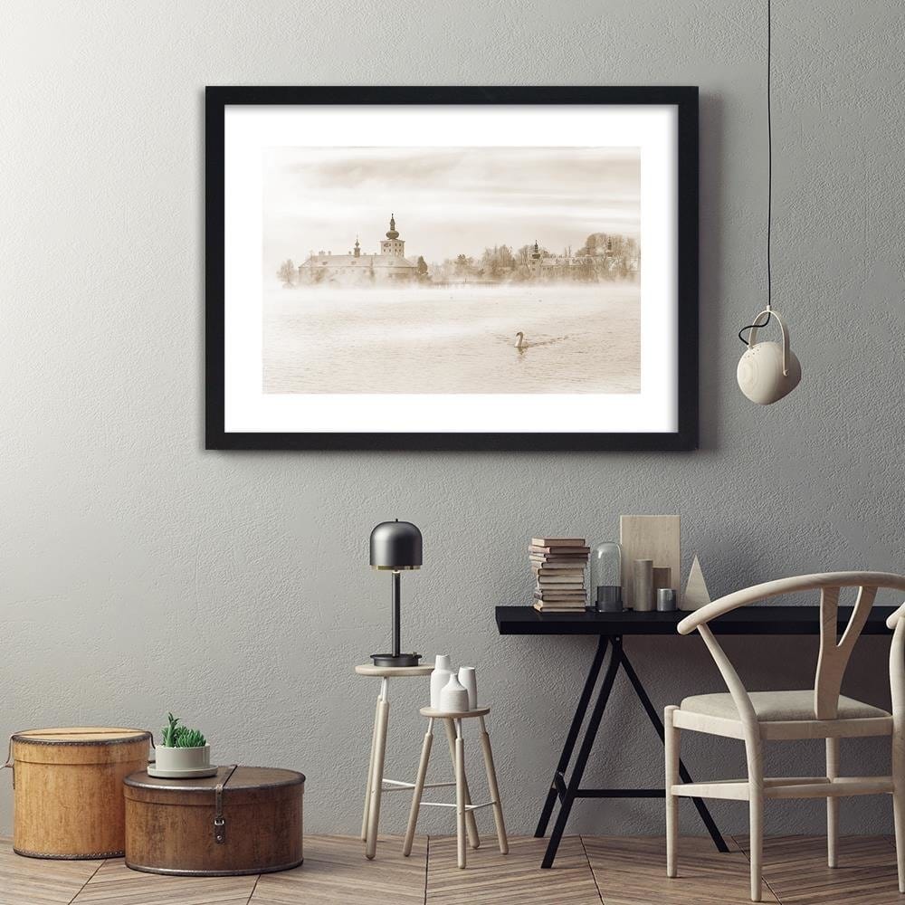 Glezna melnā rāmī - Misty Lake 1 Home Trends