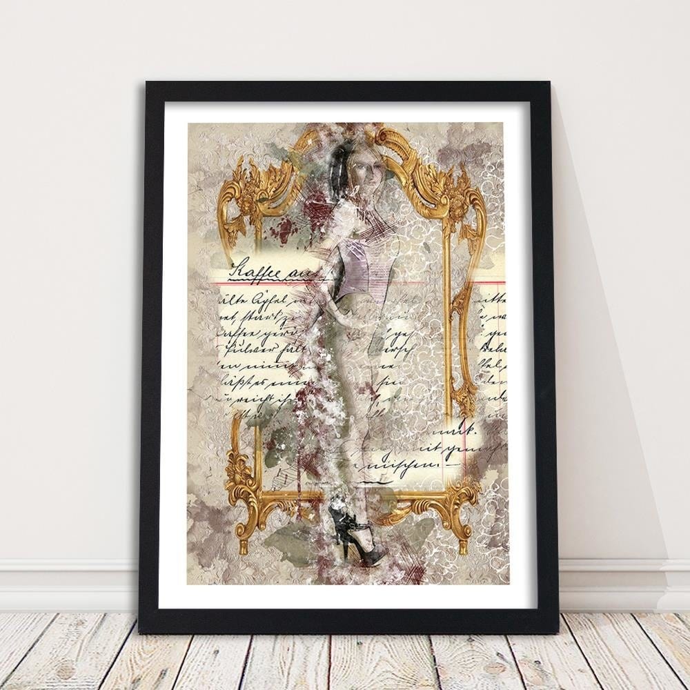 Glezna melnā rāmī - Model Abstraction Front Of The Mirror Home Trends