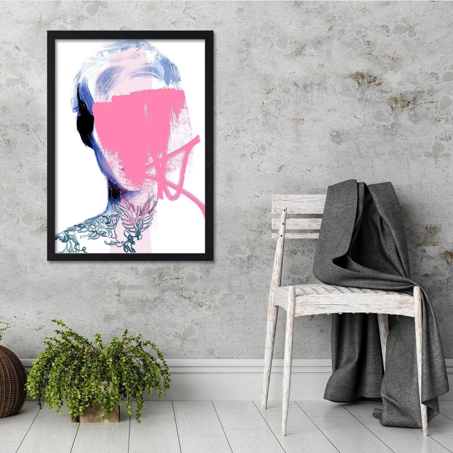 Glezna melnā rāmī - Model Face Pink Home Trends