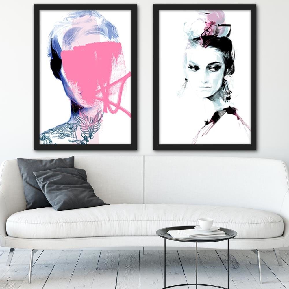 Glezna melnā rāmī - Model Face Pink Home Trends