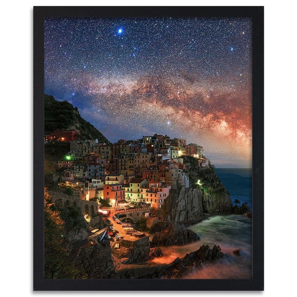 Glezna melnā rāmī - Monterosso At Night Home Trends