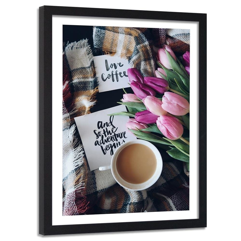 Glezna melnā rāmī - Morning Over Coffee Home Trends