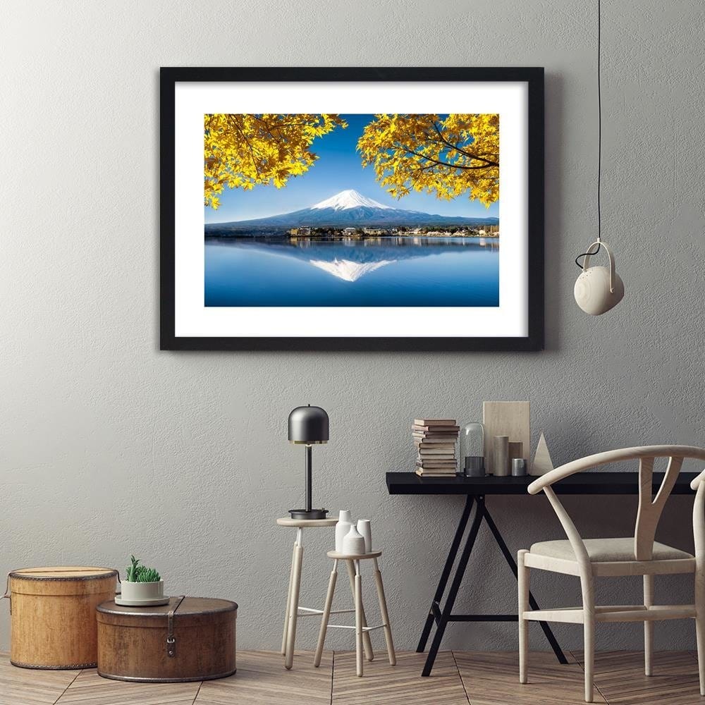 Glezna melnā rāmī - Mount Fuji And Lake 4 Home Trends