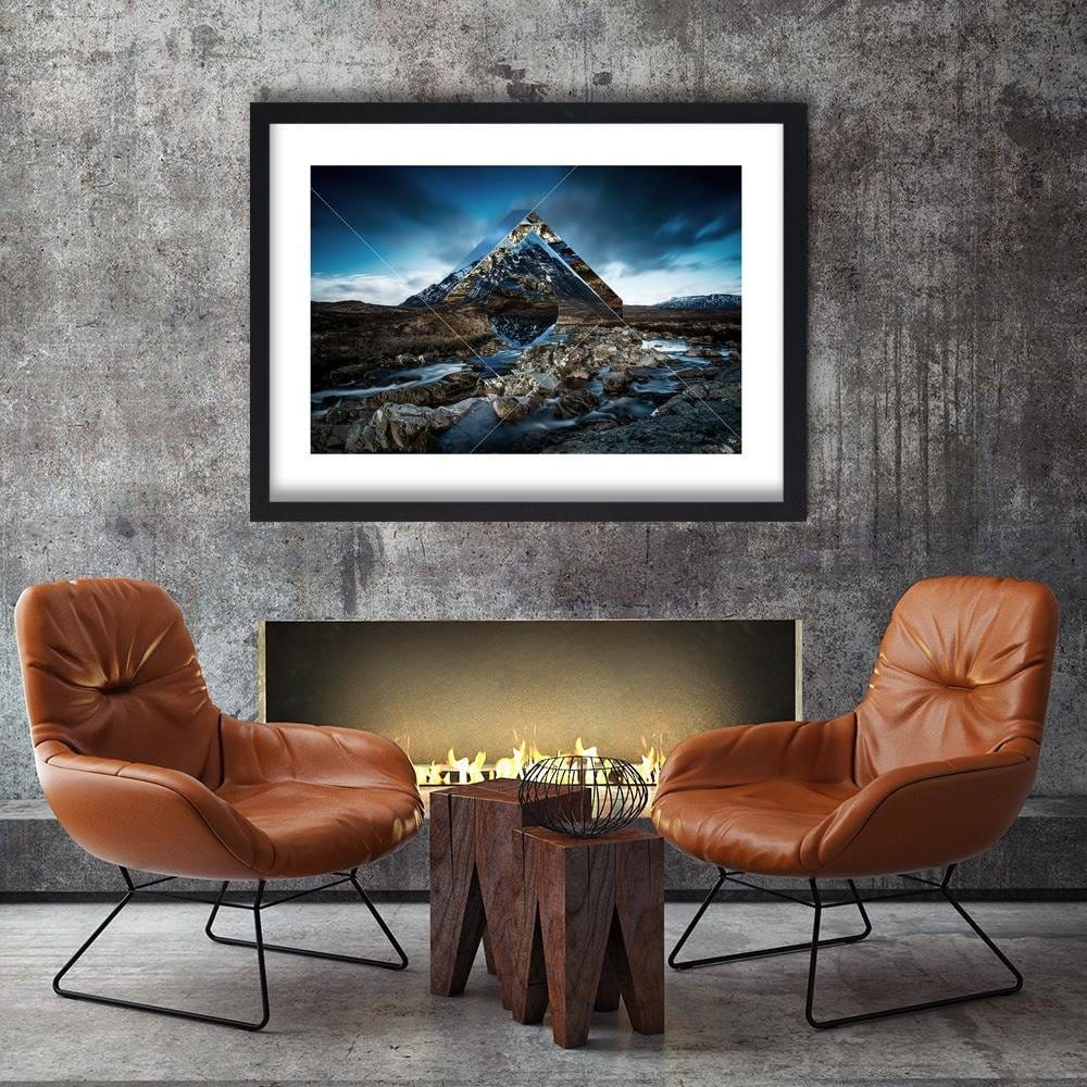 Glezna melnā rāmī - Mountain Landscape With Geometric Figures 1 Home Trends