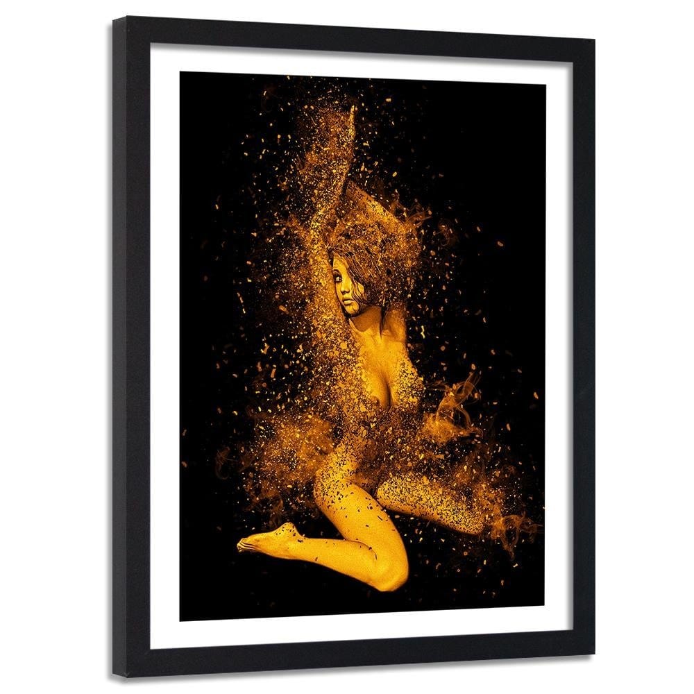 Glezna melnā rāmī - Naked Woman In Gold Dust Home Trends