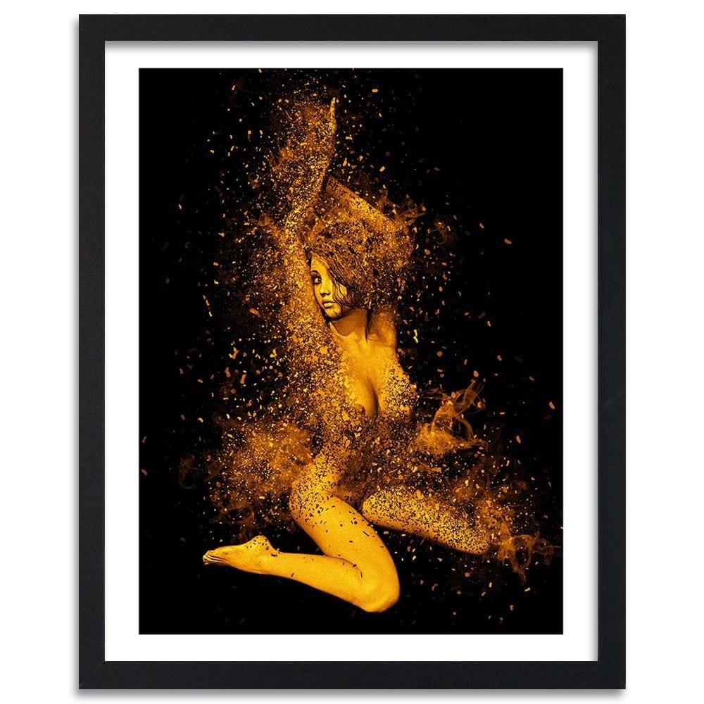 Glezna melnā rāmī - Naked Woman In Gold Dust Home Trends