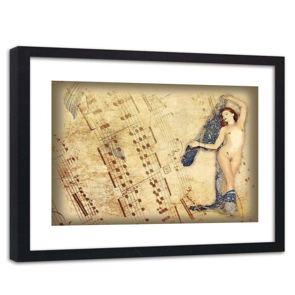 Glezna melnā rāmī - Naked Woman With Headscarf Home Trends