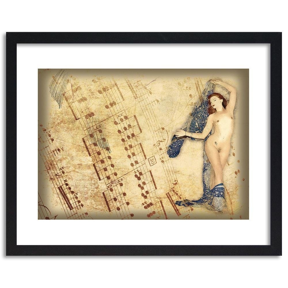 Glezna melnā rāmī - Naked Woman With Headscarf Home Trends