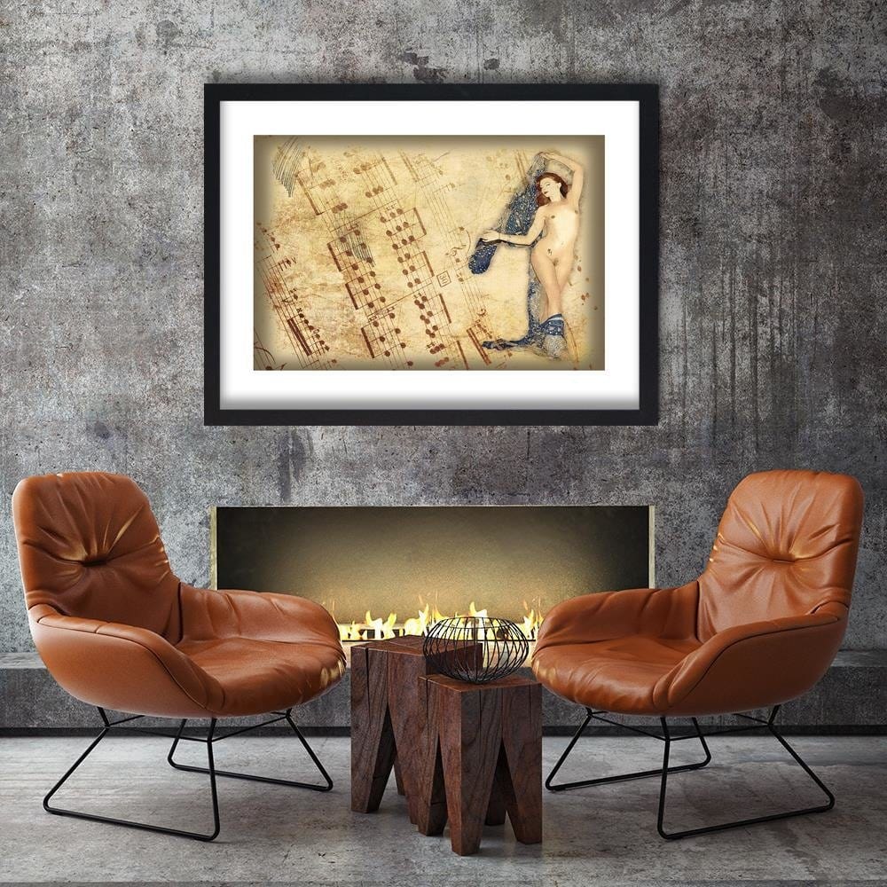 Glezna melnā rāmī - Naked Woman With Headscarf Home Trends