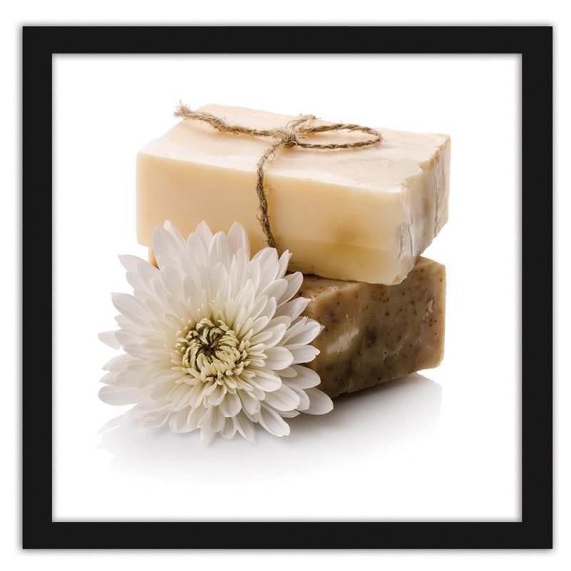 Glezna melnā rāmī - Natural soap with a flower Home Trends