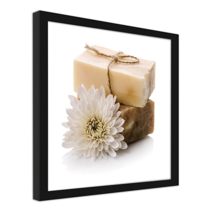 Glezna melnā rāmī - Natural soap with a flower Home Trends