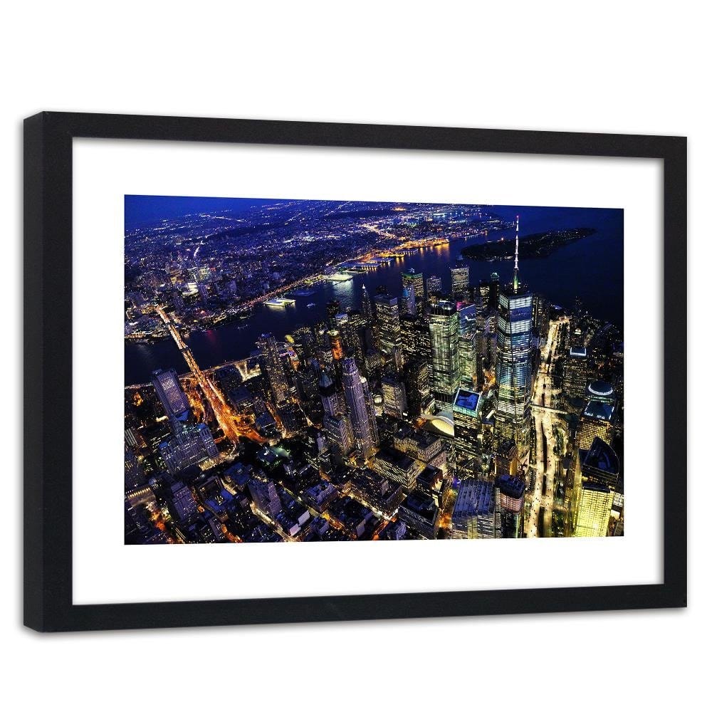Glezna melnā rāmī - New York At Night Home Trends