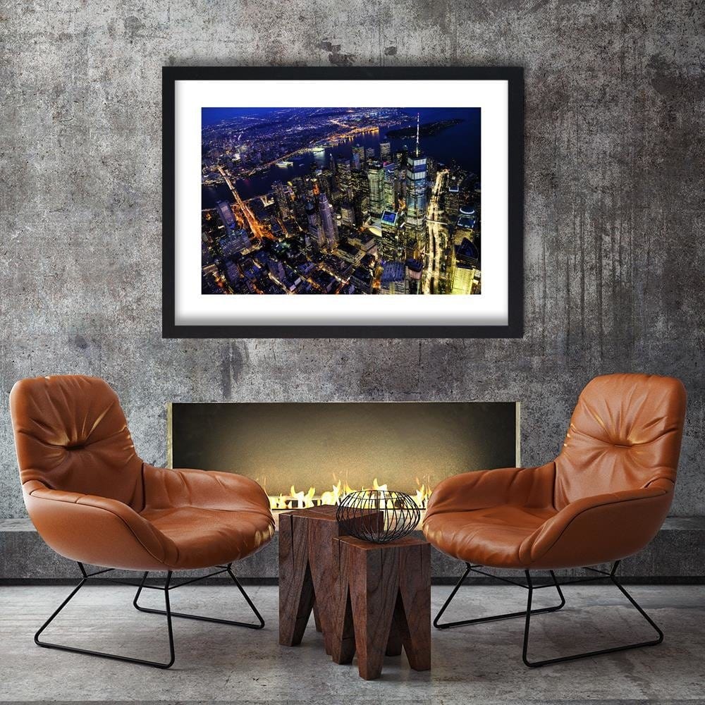 Glezna melnā rāmī - New York At Night Home Trends