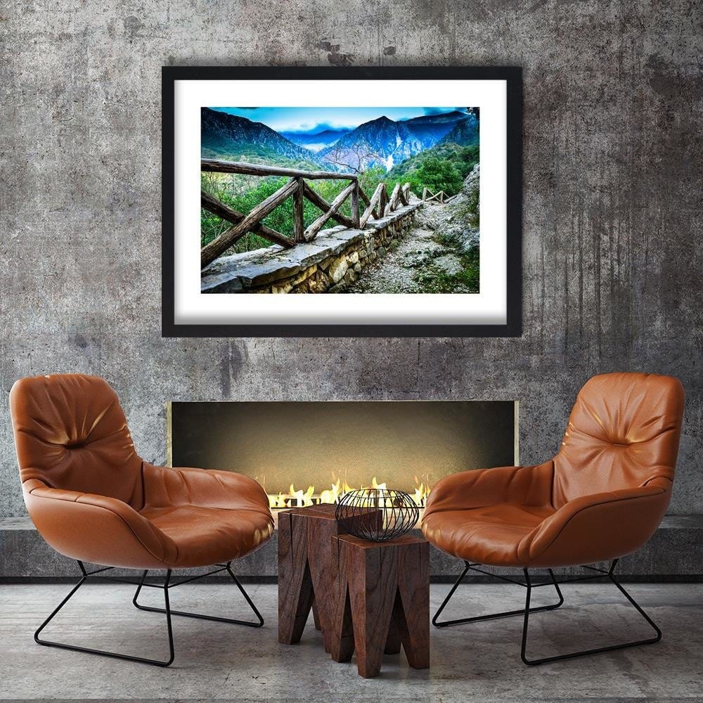 Glezna melnā rāmī - Observation Deck In The Mountains Home Trends
