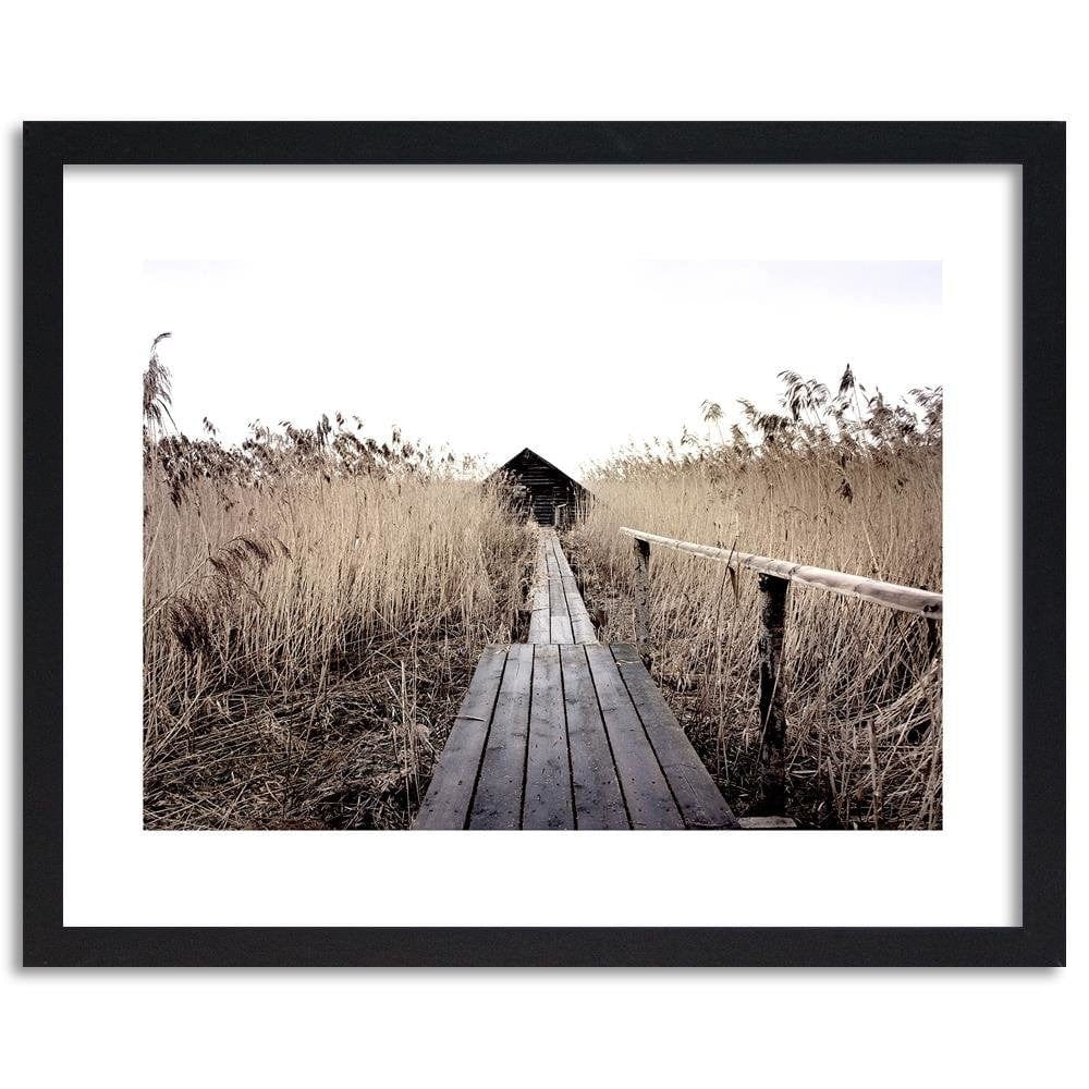 Glezna melnā rāmī - Old Bridge In The High Reeds  Home Trends