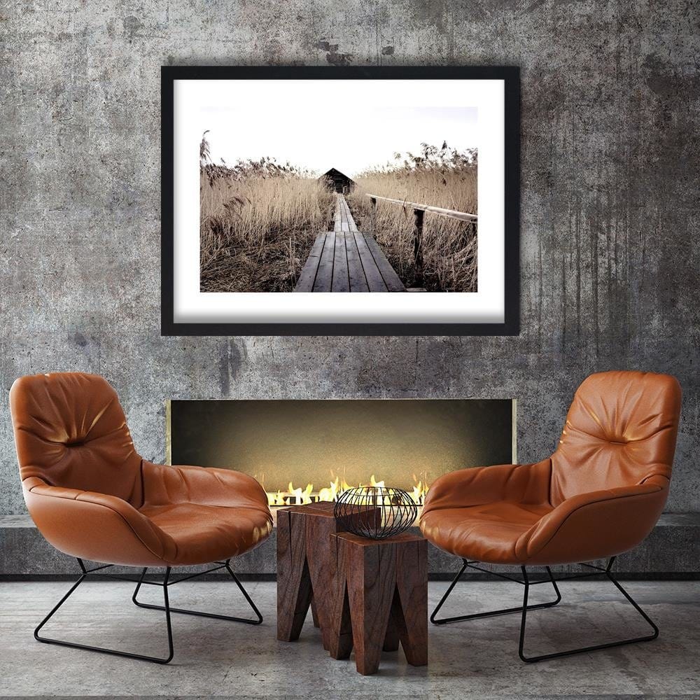 Glezna melnā rāmī - Old Bridge In The High Reeds Home Trends