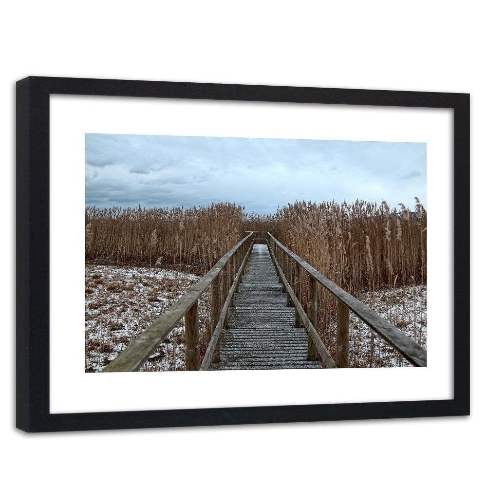 Glezna melnā rāmī - Old Bridge In Winter  Home Trends