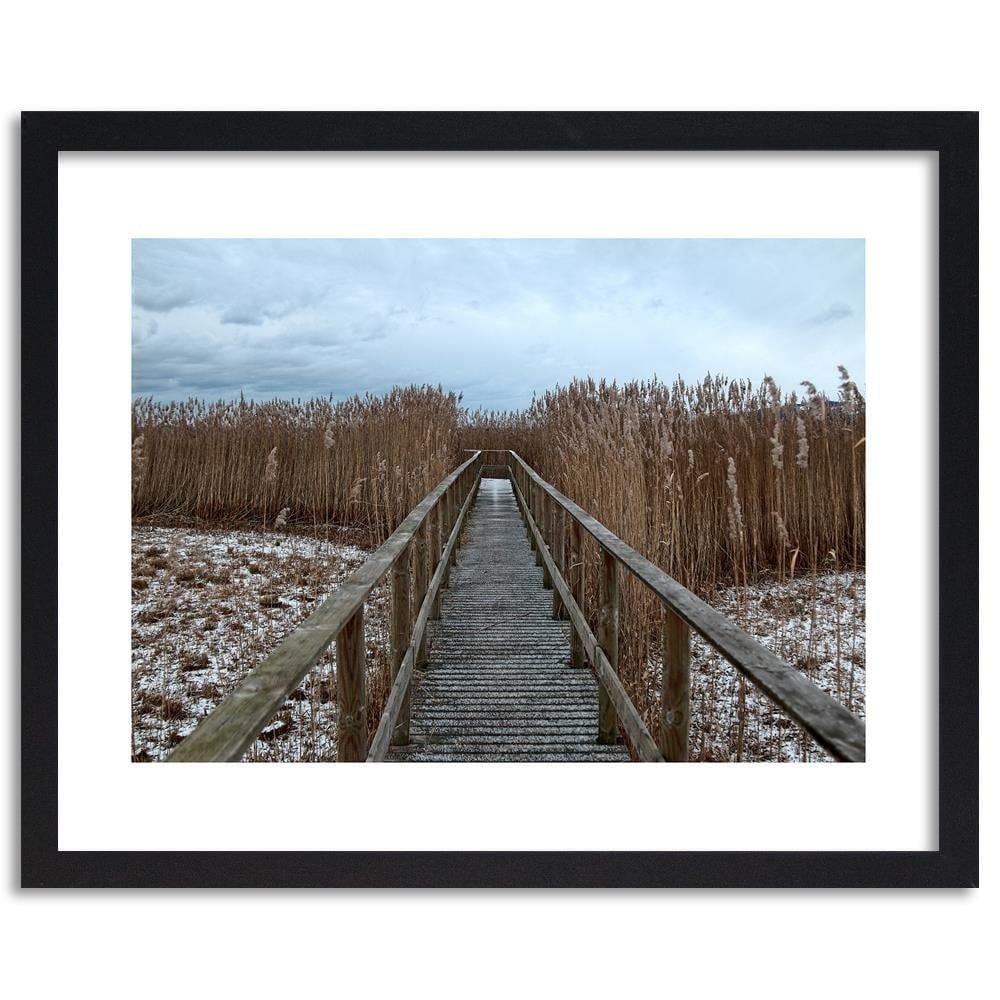 Glezna melnā rāmī - Old Bridge In Winter  Home Trends