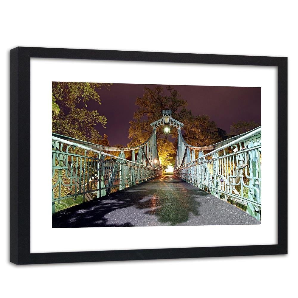 Glezna melnā rāmī - Old Bridge With A Lantern Home Trends