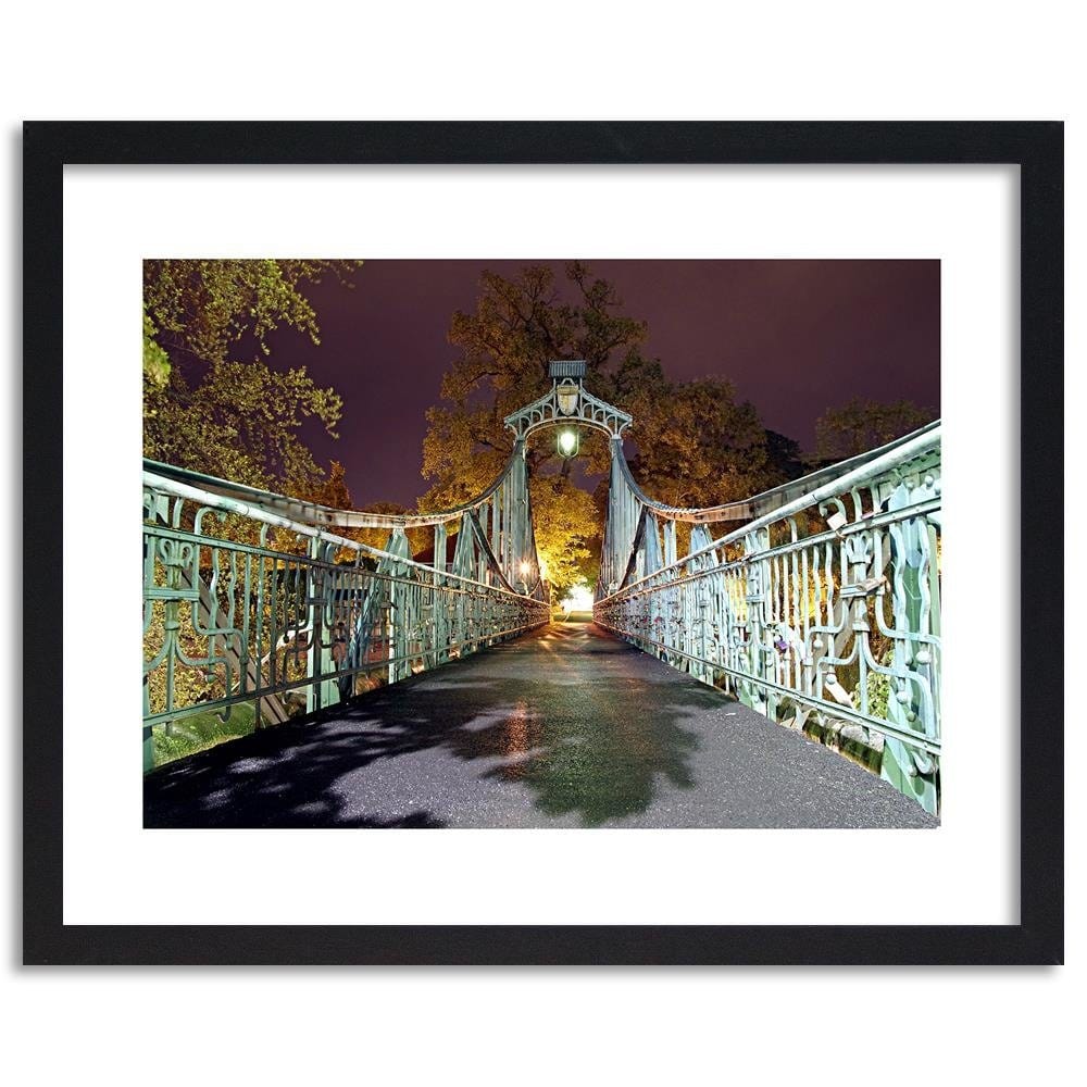 Glezna melnā rāmī - Old Bridge With A Lantern Home Trends