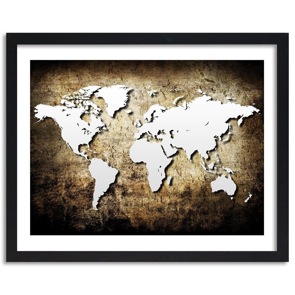 Glezna melnā rāmī - Old Vintage World Map Home Trends