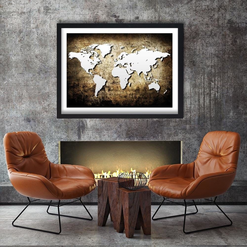 Glezna melnā rāmī - Old Vintage World Map Home Trends