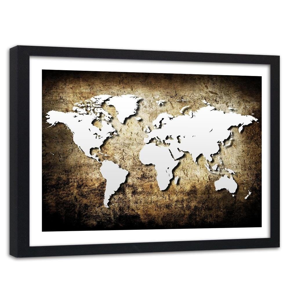 Glezna melnā rāmī - Old Vintage World Map Home Trends