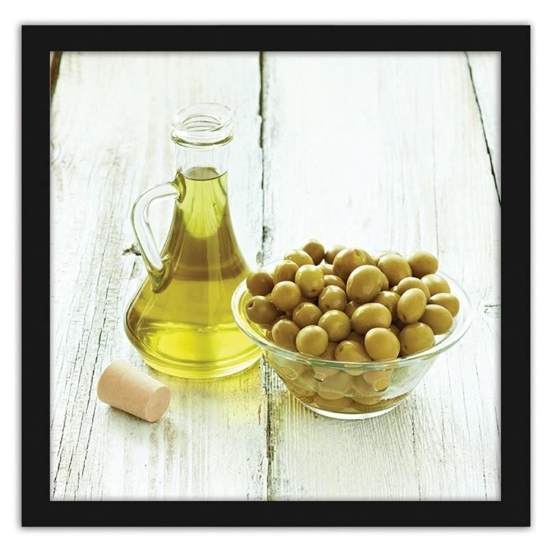 Glezna melnā rāmī - Olives in a bowl and oil Home Trends