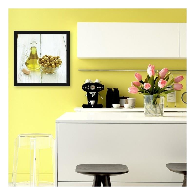 Glezna melnā rāmī - Olives in a bowl and oil Home Trends