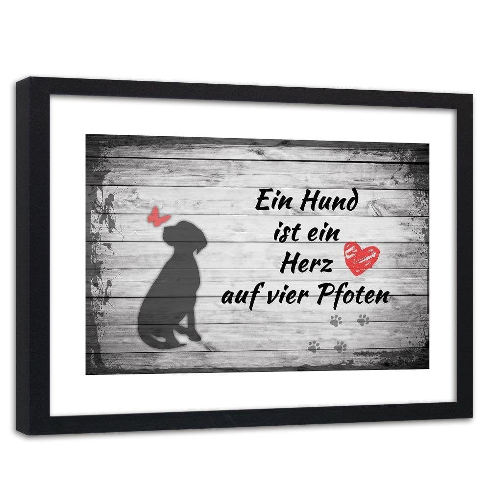 Glezna melnā rāmī - Operative Dog With Butterfly Home Trends