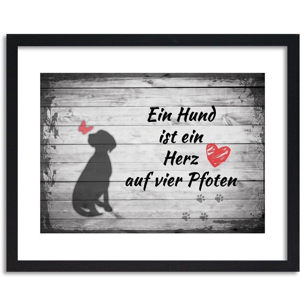 Glezna melnā rāmī - Operative Dog With Butterfly Home Trends