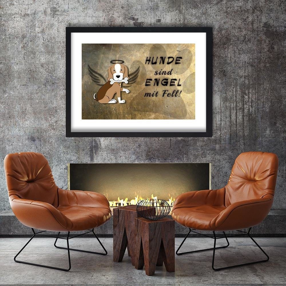 Glezna melnā rāmī - Operative Part Of The Dog Angel Home Trends