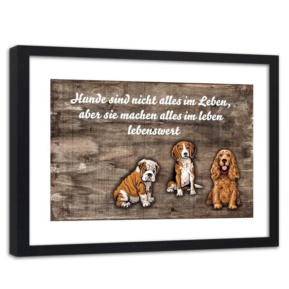 Glezna melnā rāmī - Operative Three Sweet Dogs Home Trends