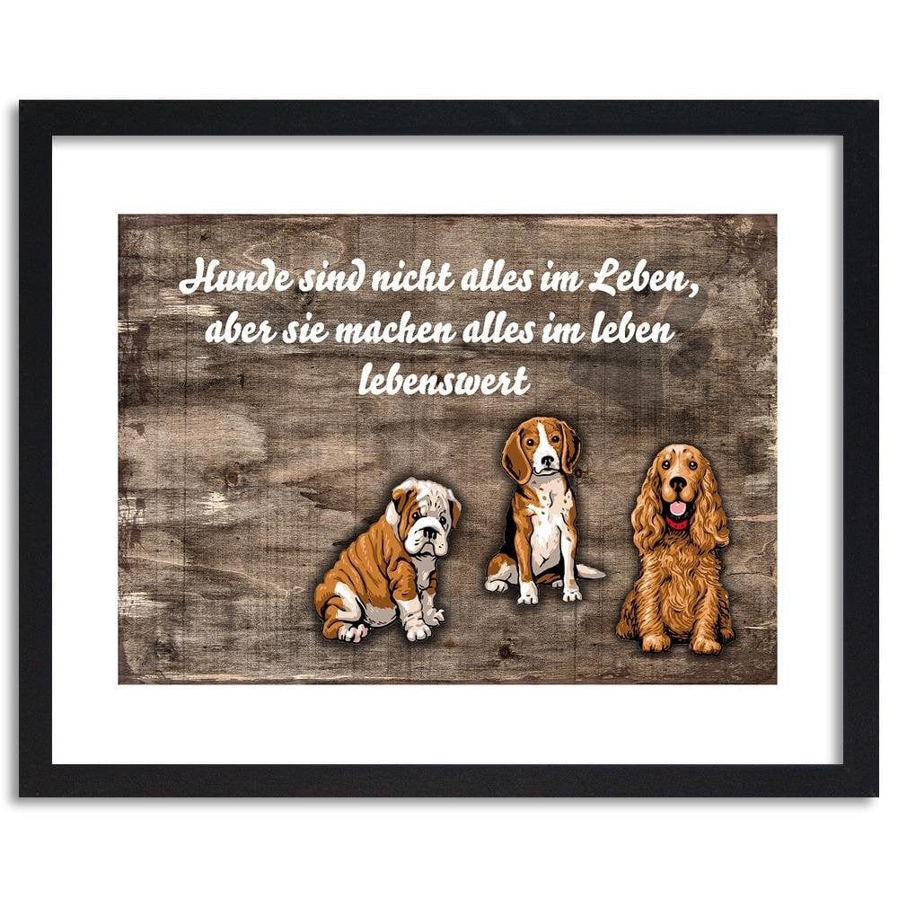 Glezna melnā rāmī - Operative Three Sweet Dogs Home Trends