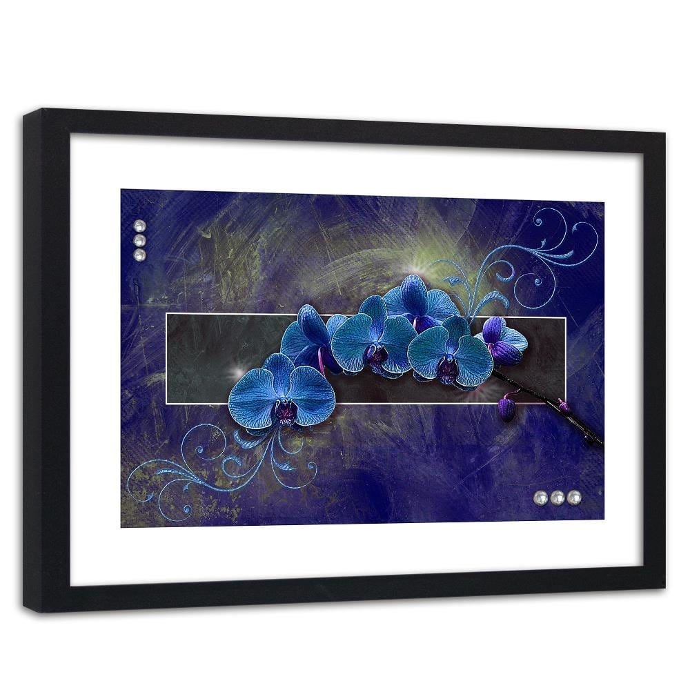 Glezna melnā rāmī - Orchid Color Blue Home Trends