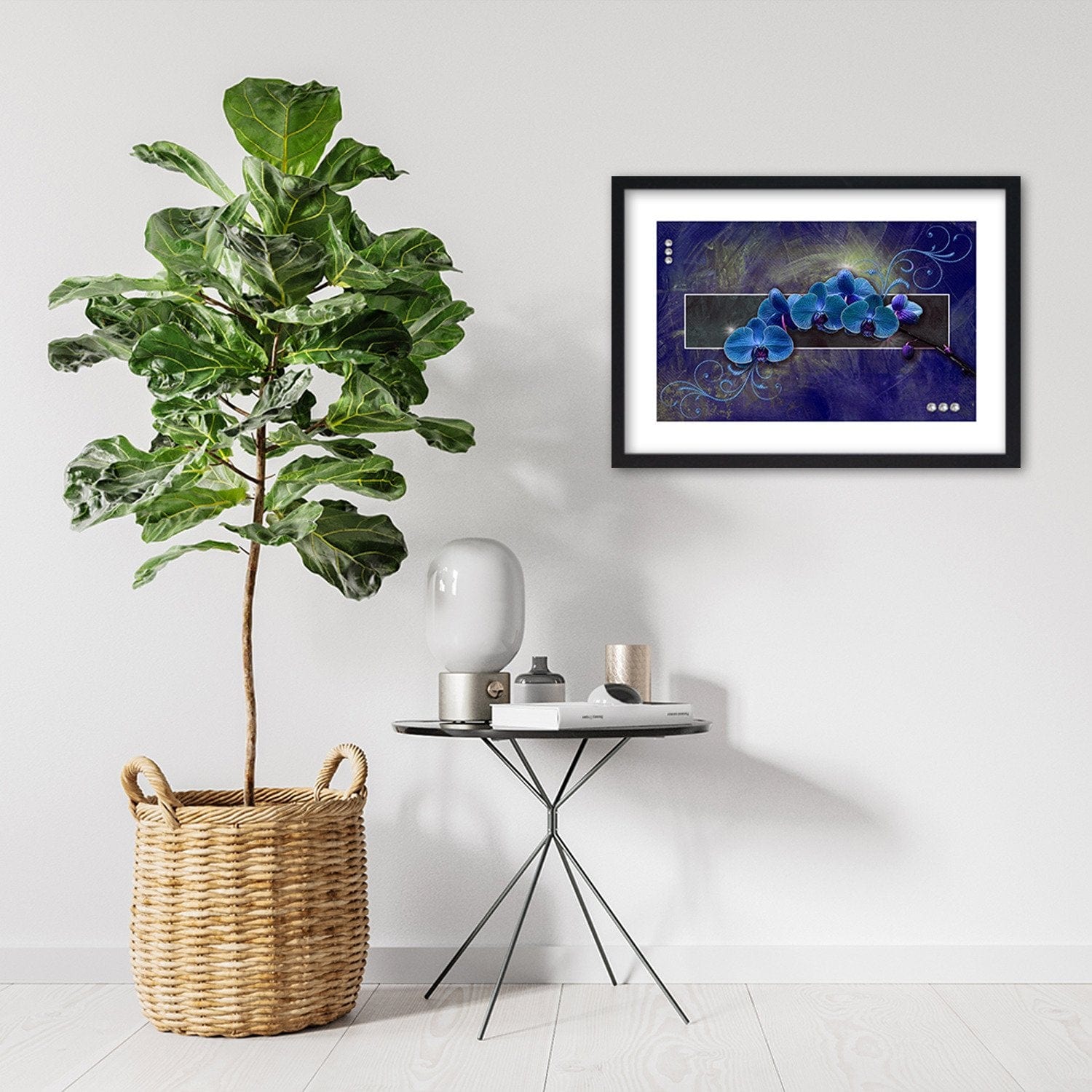 Glezna melnā rāmī - Orchid Color Blue Home Trends
