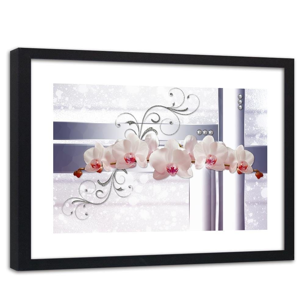 Glezna melnā rāmī - Orchids Abstraction 3 Home Trends