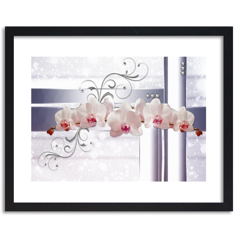 Glezna melnā rāmī - Orchids Abstraction 3 Home Trends