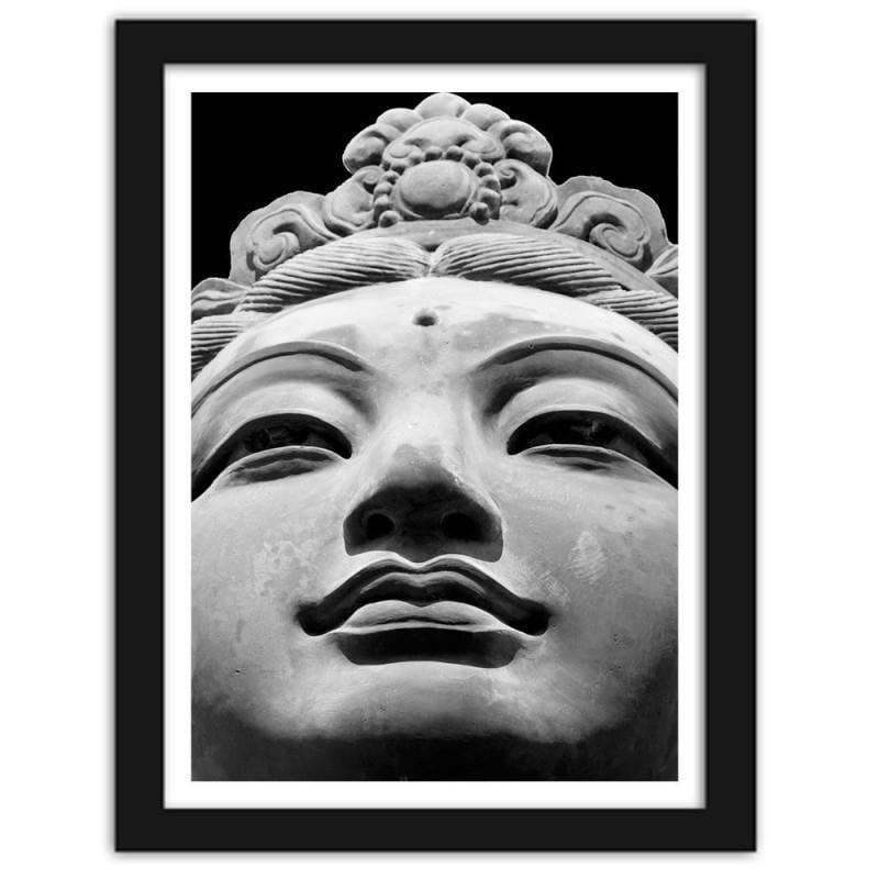 Glezna melnā rāmī - Oriental statue in black and white Home Trends