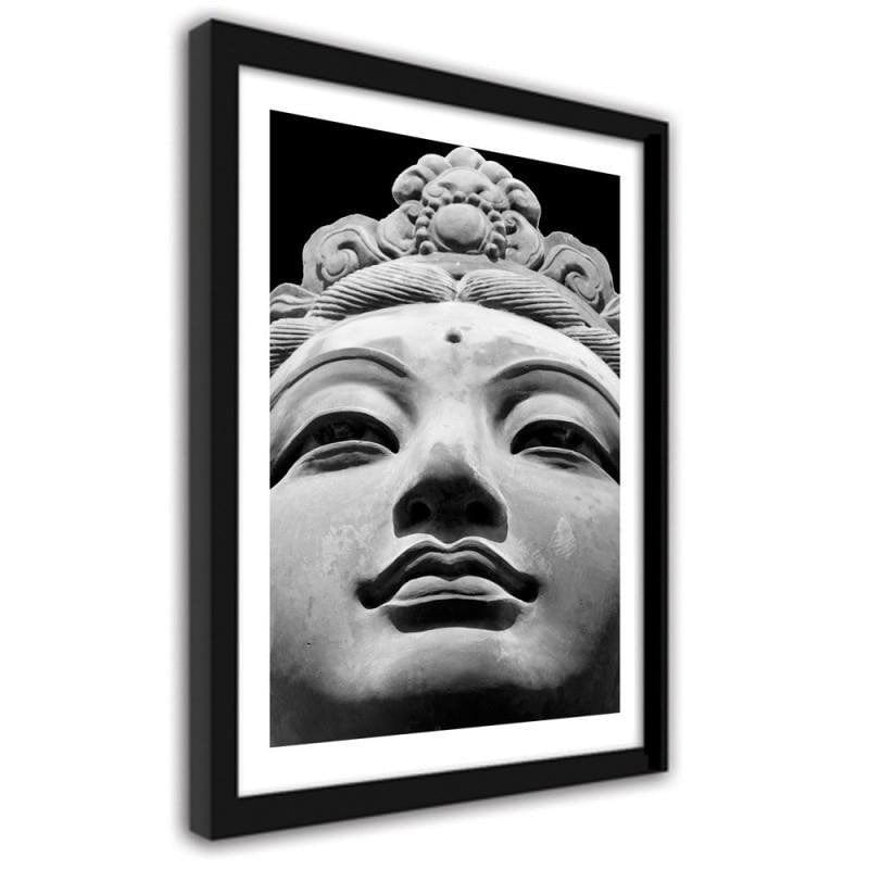 Glezna melnā rāmī - Oriental statue in black and white Home Trends