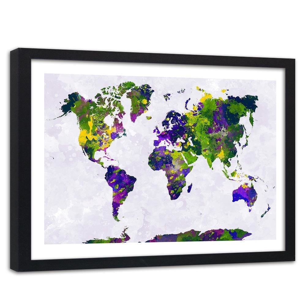 Glezna melnā rāmī - Painted World Map Home Trends